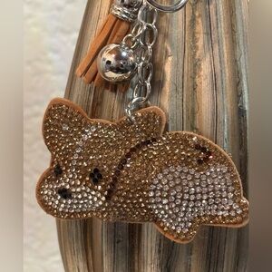 Sparkling Rhinestone CORGI Dog Bag Charm / Keychain NWOT